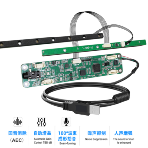 8-Mic Array microphone for Video Conferencing – 360° Full-Coverage (Dual 180°) – Camera Hub Support – Split-Type Module